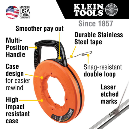 Stainless Steel Fish Tape, 1/8-Inch x 125-Foot