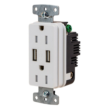 USB Charger Duplex Receptacle, 15A 125V,2-Pole 3-Wire Grounding