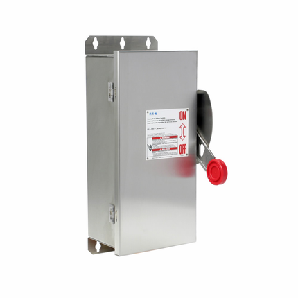 Eaton Enhanced visible blade single-throw safety switch, Corrosion resistant, 30 A, NEMA 4X, 304 stainless steel, Class H, Fusible with neutral, Three-pole, Four-wire, 600 V, Max Hp: 7.5, 10/ 15, 20 hp (1/3PH @480, 600 V), #14-#2 Cu/Al