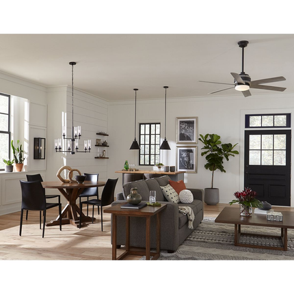 Five-Blade 56" industrial industrial graphite DC ceiling fan with LED Light