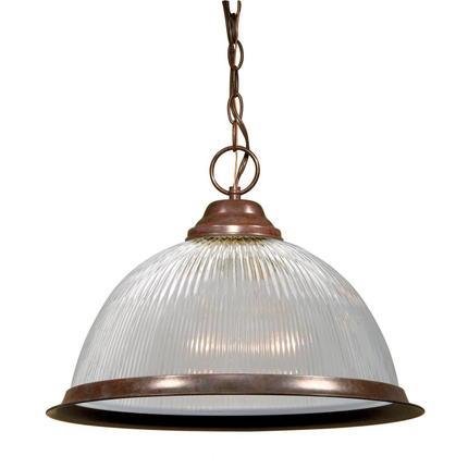 1 Light - 15" Pendant with Frosted Prismatic Glass - Old Bronze Finish
