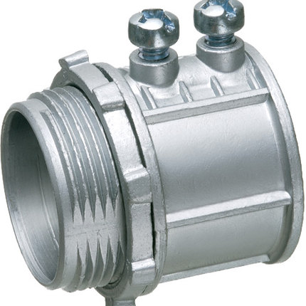 1-1/2" emt set screw connector zinc die cast concrete tight when taped. for use with steel or aluminum emt.