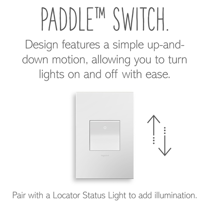 adorne® 15A Paddle Switch, White, with Microban®