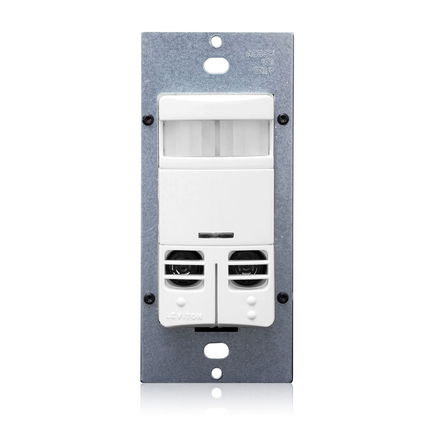 Dual relay multi-tech wall box occupancy sensor w/neutral wire lighting control, 120/208/220/230/240/277v; 50/60Hz, CEC Title 20/24 Compliant, 30s-30m Time Delay, Ambient Light Override, Self Adjusting, Field Configurable, NAFTA Compliant. Color: White