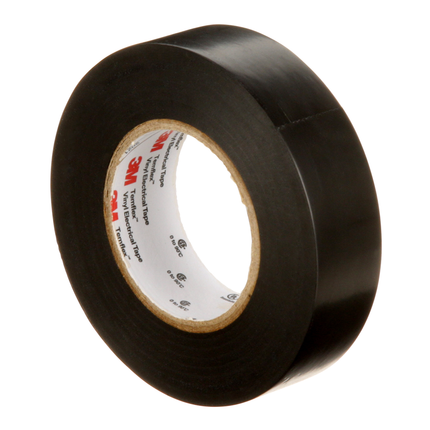 3M Temflex Vinyl Electrical Tape 165, Black, 3/4 in x 60 ft x .006 in, 100 Rolls/Case