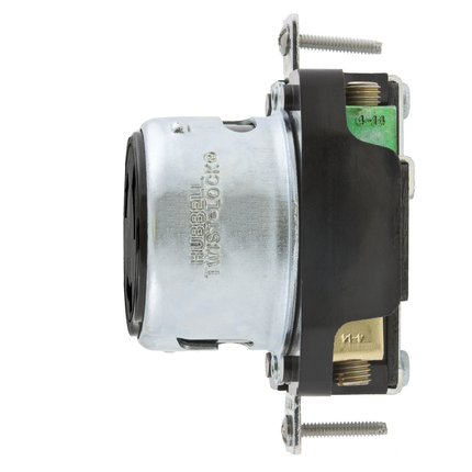 Locking Devices, Twist-Lock®, Industrial, Receptacle, 50A 250V DC/600 V AC, 2-Pole 3-Wire Grounding, Non-NEMA, Screw Terminal, Phenolic, Black