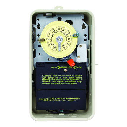 24-Hour 120V Mechanical Time Switch, SPST, Pool Heater Protection, Type 3R Metal Enclosure