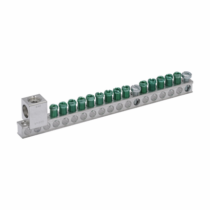 Eaton PON Accessories - 14 Terminal Ground Bar,(1) 2/0 lug -CH/BR plug-on neutral,14 Circuits,14 terminals