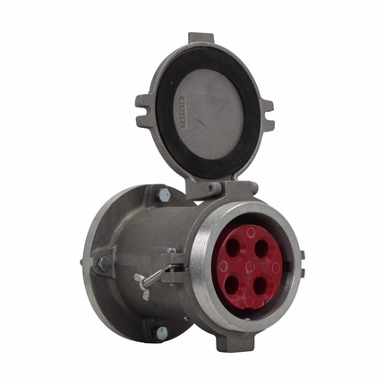 Eaton Crouse-Hinds series Arktite AR receptacle, 200A, Three-wire, four-pole, 50-400 Hz, Style 2, Copper-free aluminum, Spring door, Crimp/solder, 600 Vac/250 Vdc, 0.56"