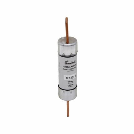 Eaton Bussmann series NON fuse, Supplemental one-time fuse, Non current limiting, Light duty circuit locations, 100 A, Class H, Non-indicating, Blade end x blade end, 50 kAIC at 125 Vdc,10 kAIC at 250 Vac, Standard, 5, 250 V, 125 Vdc