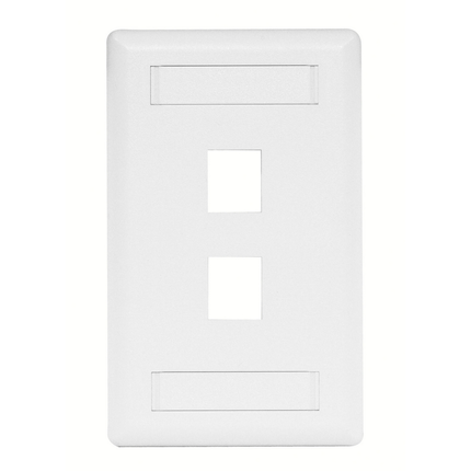 Phone/Data/Multimedia Faceplate, Face Plate, Rear-Loading, 2-Port, Single-Gang, White