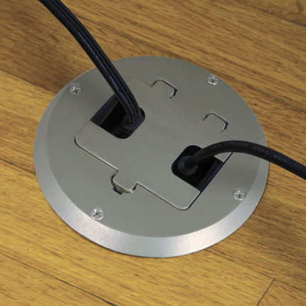 Single Gang Floor Box Kit with Recessed Duplex 15A TR Device and Adjustable Steel Box, Stainless Steel Finish