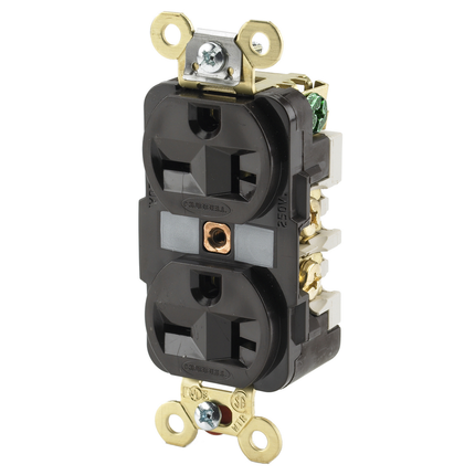 Straight Blade Devices, Receptacles, Duplex, Specification Grade, 2-Pole 3-Wire Grounding, 20A 250V, 6-20R, Brown, Single Pack