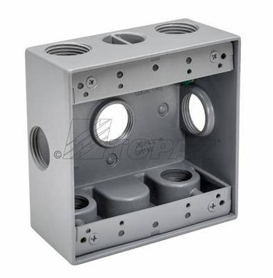 3/4" 7 Hole, Side Opening, Double Gang Weatherproof Box