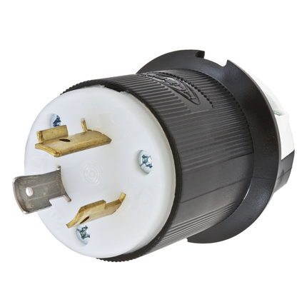Locking Devices, Twist-Lock®, Industrial, Male Plug, 20A 277V AC, 2-Pole 3-Wire Grounding, L7-20P, Screw Terminal, Black and White