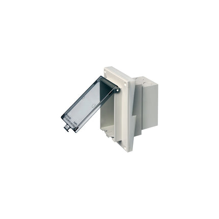 Low profile Inbox for retrofit siding construction. Vertical with clear cover. Siding Lap size 1/2"