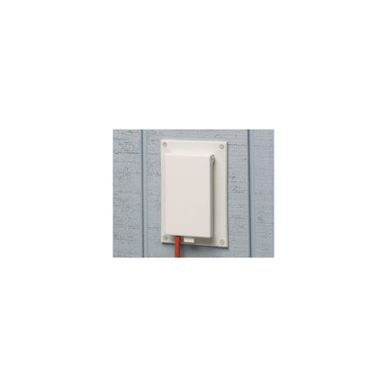 Low profile Inbox for flat surface retro fit construction. With weather proof while in use Extra Duty white paintable cover. Vertical.