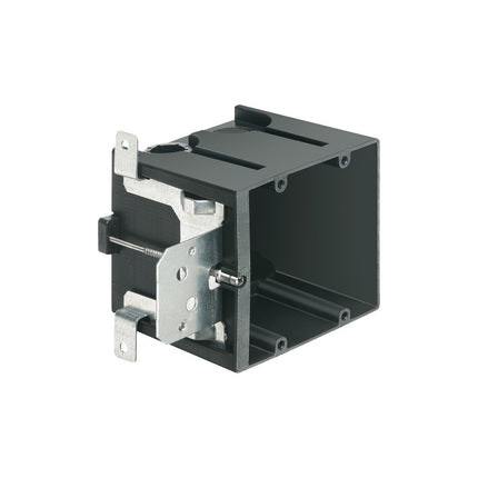 Non-Metallic box for new construction. Adjustable for wall thicknessess from 1/4" to 1-1/2". Two Gang, Vertical, 43.5 cu.