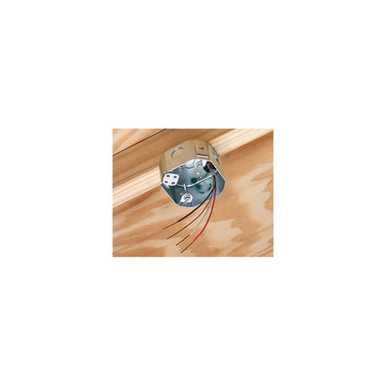 Steel octagonal fan and fixture mounting box. 70lb fan rated, 200lb fixture rated. 2" box depth. 20.0 cu.