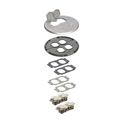 Trim kit for Arlingtons FLB5548 drop in box, Includes cover, gasket and recpetacle. Nickel Plated.