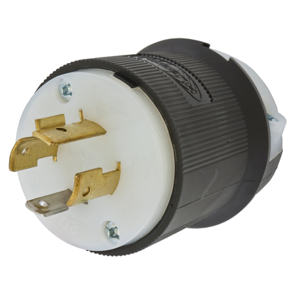 Locking Devices, Twist-Lock®, Industrial, Male Plug, 20A 125/250V 3- Pole 4-Wire Grounding, L14-20P, Screw Terminal, Black and White