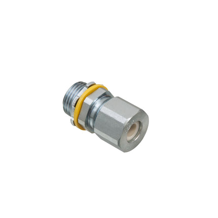 Low-profile zinc plated steel die-cast, liquid-tight, and oil-tight strain relief cord connector furnished with a sealing ring and locknut. Supports 0.100" to 0.360" cord range with a 1/2" trade size.
