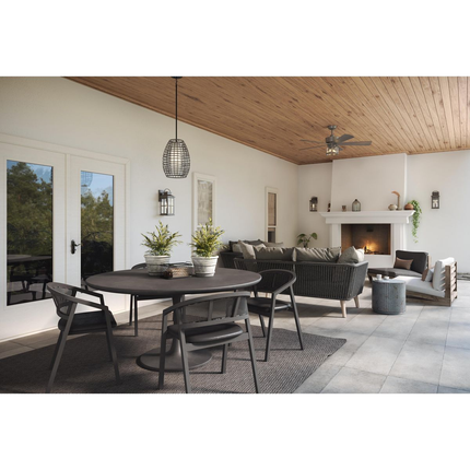 Five-Blade 56" coastal galvanized finish ceiling fan with bulbs included