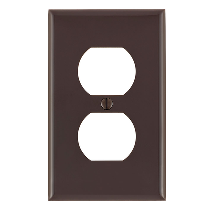 1-Gang Duplex Outlet/Receptacle Wallplate, Standard Size, Thermoplastic Nylon, Brown