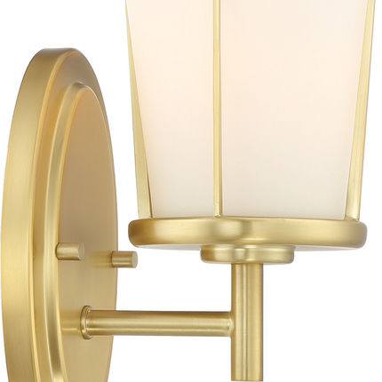 Serene; 1 Light; Wall Sconce; Natural Brass Finish with Satin White Glass