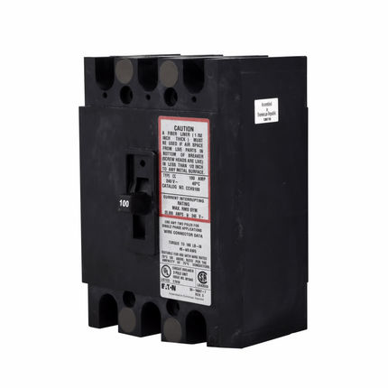 Eaton CC enclosed breaker,Molded case breaker,High interrupting capacity,200 A,100 kAIC,Three-pole,240 V,!,#2/0 AWG-300 kcmil Cu/Al,CCH,Type ECC Unit enclosures,120 V Shunt trip