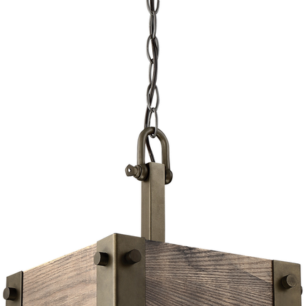 Winchester - 1 Light Mini Pendant with Aged Wood - Bronze
