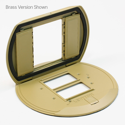 Poke-Through Cover, (2) Door-In-Door Flip Lids, Brass