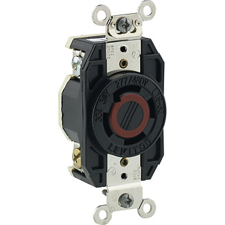 30 Amp, 277/480 Volt, Flush Mount Locking Receptacle, Industrial Grade