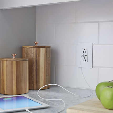 radiant® 15A Tamper-Resistant Ultra-Fast USB Type A/C Outlet, White