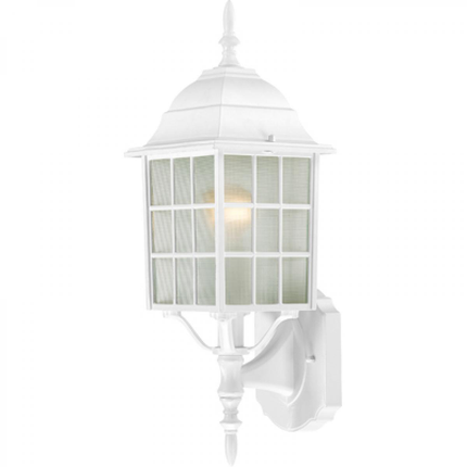 Adams - 1 Light 18" Wall Lantern with Frosted Glass - White Finish