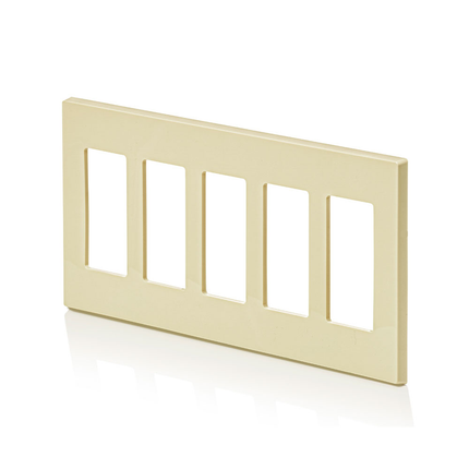 5-Gang Decora Plus Screwless Wallplate, Polycarbonate, Ivory