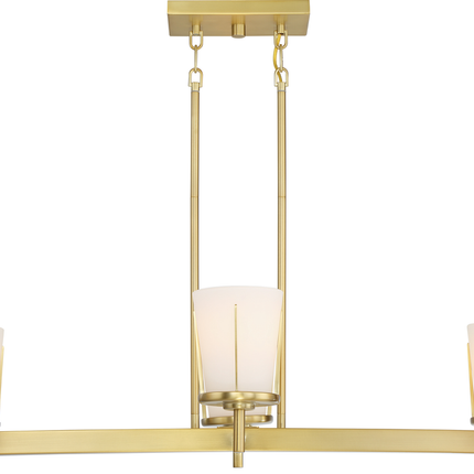 Serene; 6 Light; Island Pendant; Natural Brass Finish with Satin White Glass