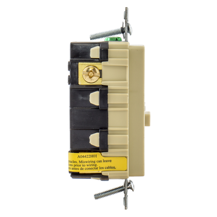 Power Protection Devices, Receptacle, Self Test, GFCI, 20A 125V, 2-Pole 3-Wire Grounding, 5-20R, Ivory