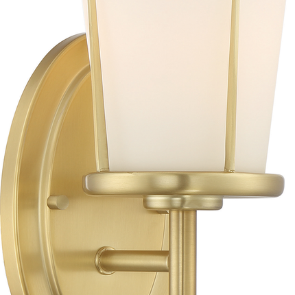 Serene; 1 Light; Wall Sconce; Natural Brass Finish with Satin White Glass