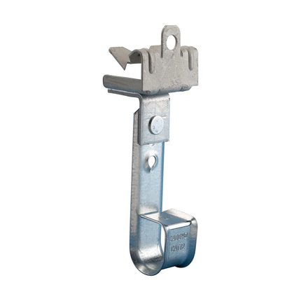 nVent CADDY Cablecat J-Hook with Hammer-On Flange Clip, Swivel, Steel, Spring Steel, 3/4" dia, 9/16"–3/4" Flange