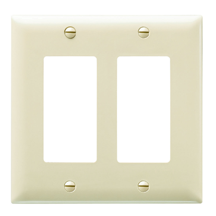 TradeMaster® 2-Gang Nylon Wall Plate, 2 Decorator Openings, Ivory
