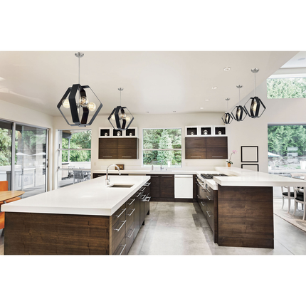 Zen; 4 Light; 24 in.; Pendant; Matte Black Finish with Brushed Nickel Accents