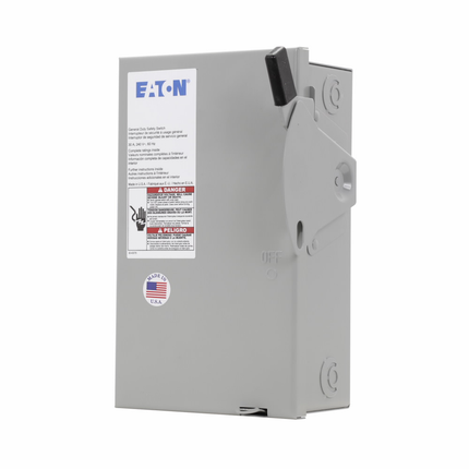 Eaton General duty non-fusible safety switch, single-throw, 30 A, NEMA 1, Indoor, Painted steel, Two-pole, Two-wire, 240 V