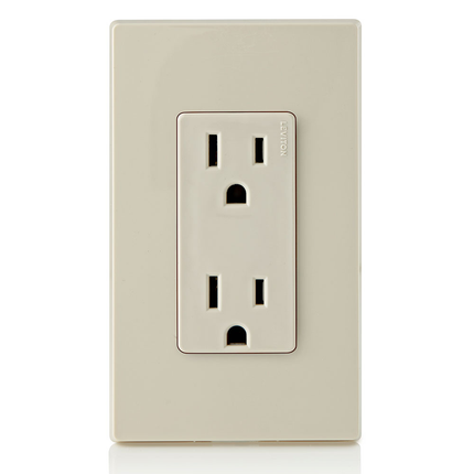 15 Amp Decora Duplex Outlet/Receptacle, Grounding, Light Almond