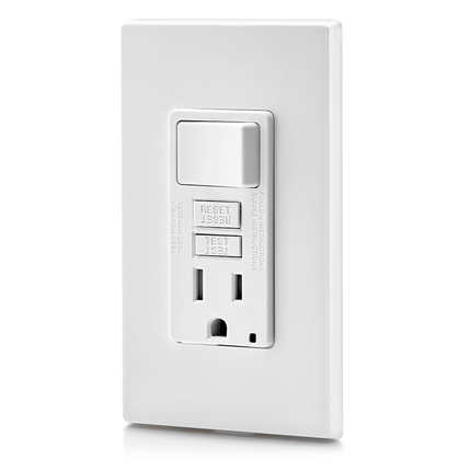 15 Amp, Self Test, Tamper-Resistant GFCI Switch/Outlet Combo with LED Indicator Light