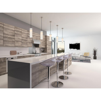 Pulse - LED Mini Pendant with White Opal Glass - Brushed Nickel Finish