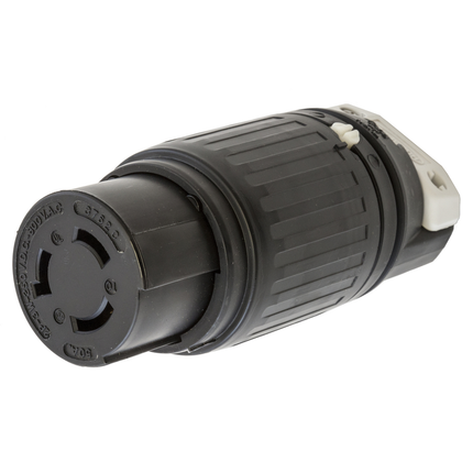 Locking Devices, Twist-Lock®, Industrial, Female Insulgrip® Connector Body, 50A 250V DC/600V AC, 2-Pole 3-Wire Grounding, Non-NEMA, Screw Terminal, Nylon housing thermoplastic polyester interior, Black