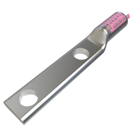 Surecrimp Aluminum Compression Lug, Conductor Size 2, 2 Holes, 3/8in Bolt Size, 1-3/4in Hole Spacing, Long Barrel, No Sight Window, Tin Plated, UL, CSA