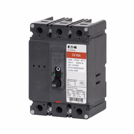 Eaton Type CV Molded Case Circuit Breaker,Molded case circuit breaker,200 A,42 kAIC,Three-pole,#6 - 4/0 Al/Cu,CV,#4/0 kcmil maximum load