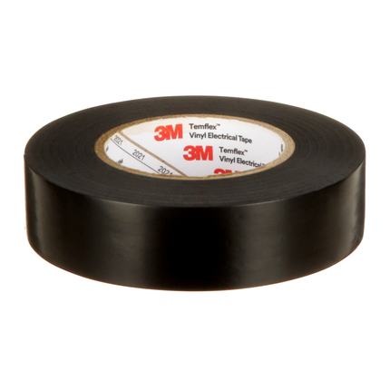 3M Temflex Vinyl Electrical Tape 165, Black, 3/4 in x 60 ft x .006 in, 100 Rolls/Case